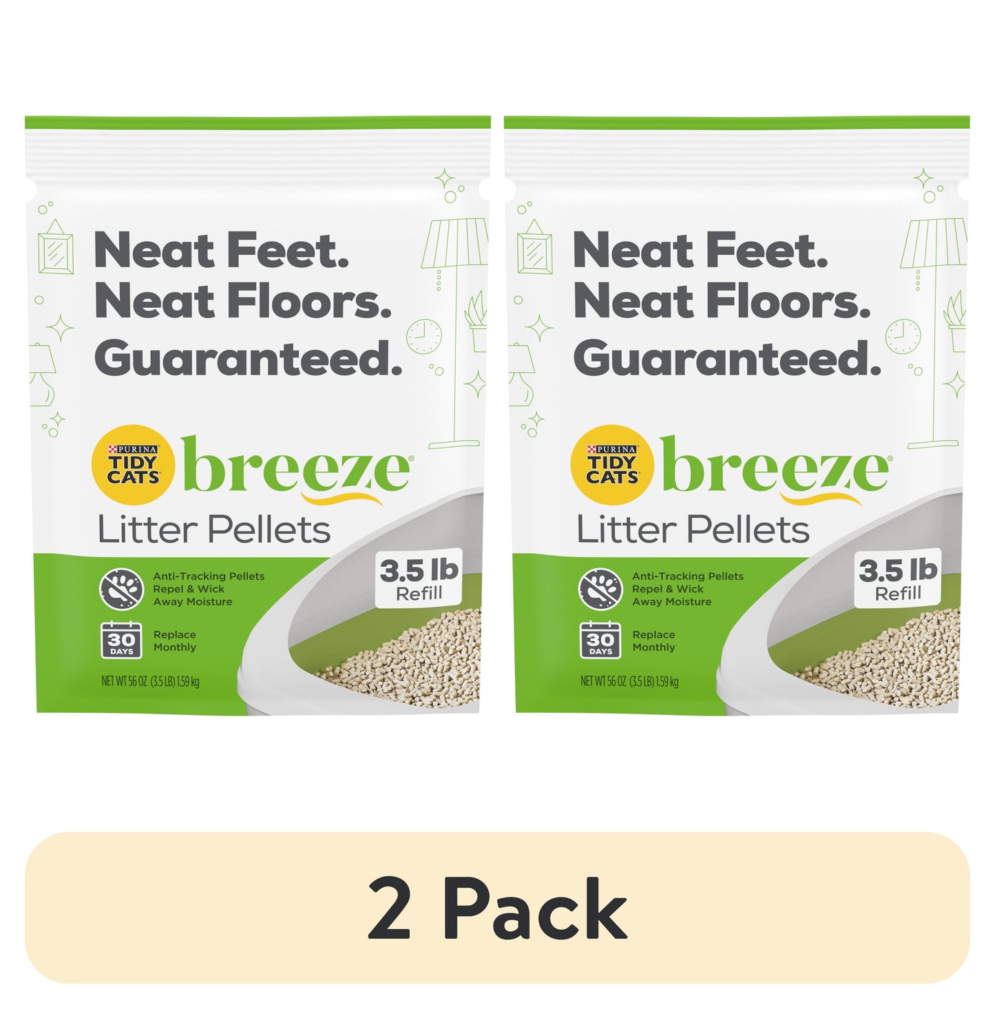 (2 Pack) Purina Litter Pellets, BREEZE Refill Litter Pellets, 3.5 Lb. Pouch