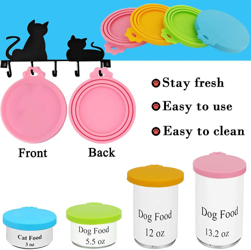 Food Can Lids, Universal BPA Free Silicone Can Lids Covers for Dog and Cat Food, One Can Cap Fit Most Standard Size Canned(4 Pack Multicolor
