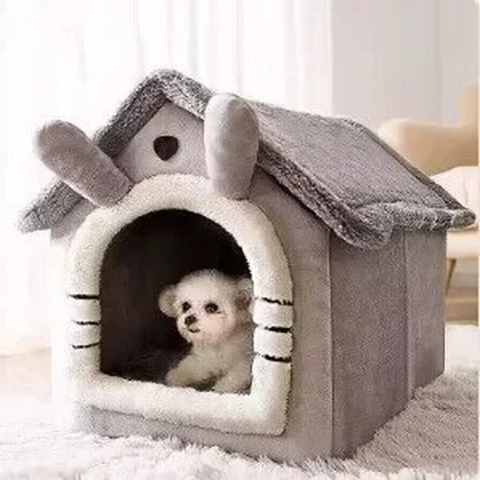 Soft Pet Bed Tent House Dog Kennel Cat Bed Indoor Warm Dog House with Removable Cushion Suitable for Small Medium Large Pets