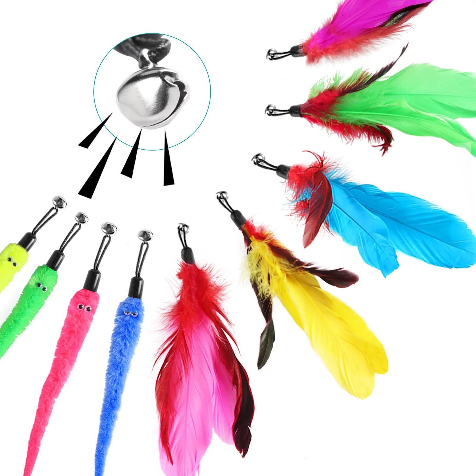 12-Piece Interactive Cat Feather Toy Set with Wands & Tunnel, Multicolor (2 Pack)