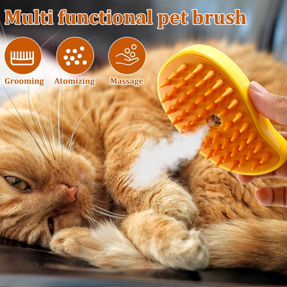 Spray Cat Brush for Shedding 3 in 1 Cat Steamy Brush USB Rechargeable Steamy Cat Brush Efficient Cat Grooming Brush 4.5×2.6×2.4 Inch Cat Steam Brush Self Cleaning Electric Cat Steamer Brush